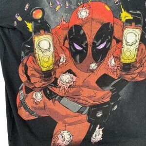 VINTAGE 2001 Marvel Deadpool Graphic T Shirt Black Medium